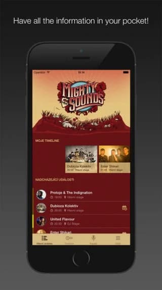 Mighty Sounds mobilní aplikace // Mighty Sounds app for smartphone